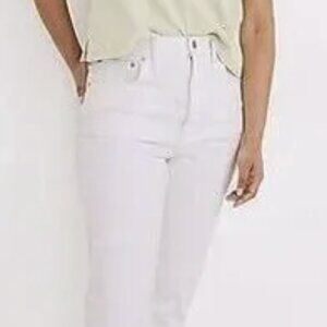 Madewell High Rise Slim Crop Boy Jean Off-White Denim Jeans Sz 32